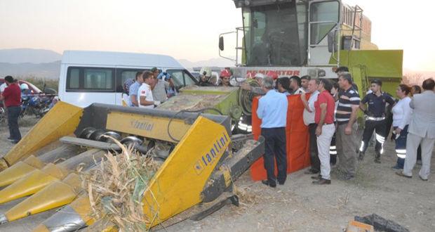 Biçerdövere kapılan çiftçi feci şekilde can verdi